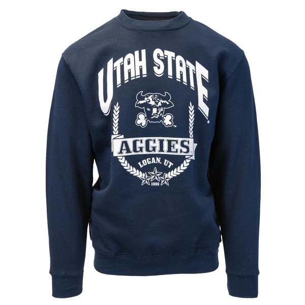 SWEATSHIRT CREW UTAH STATE AGGIES THROWBACK LOGO TYS DYES